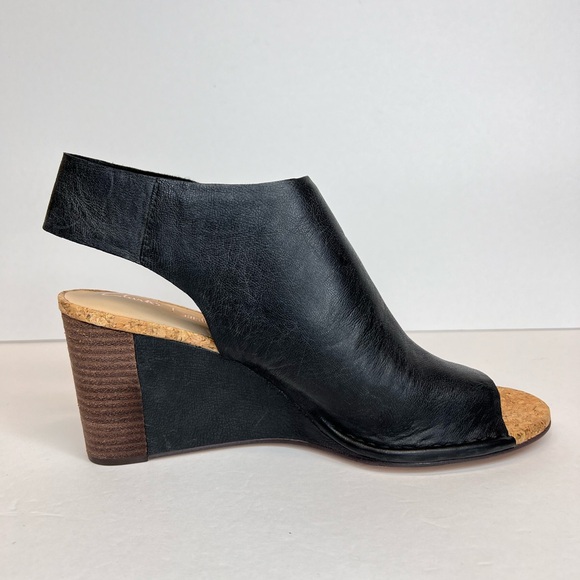 Clarks Spiced Meadow Blk Leather Wedge Open Toe Sandals Comfort Fit Sz 10 As New - Picture 5 of 15